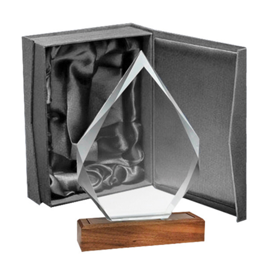 Galvano de Cristal Base de Madera BLAS 54 Grabado Láser Personalizado