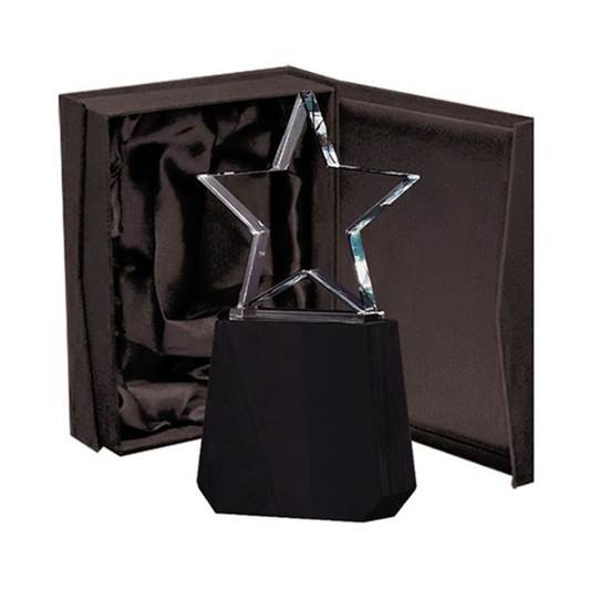 Galvano de Cristal Estrella BLAS 27 con Base de Madera