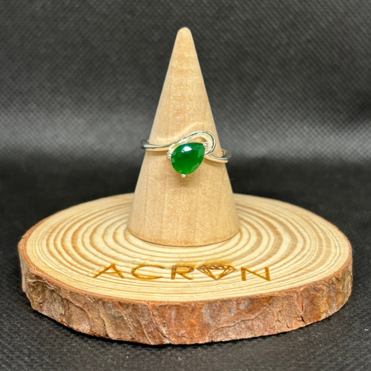 Anillo de Plata Zircón Verde Mujer