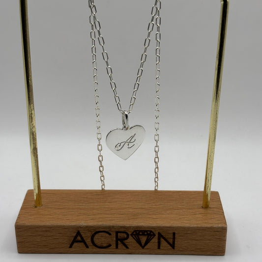 Colgante Corazón con Letra Calada en Plata 925 - Hecho en Acron