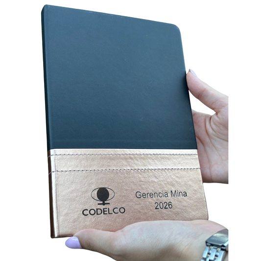 Libreta Minería Bicolor Cobre y Negro Grabado Personalizado