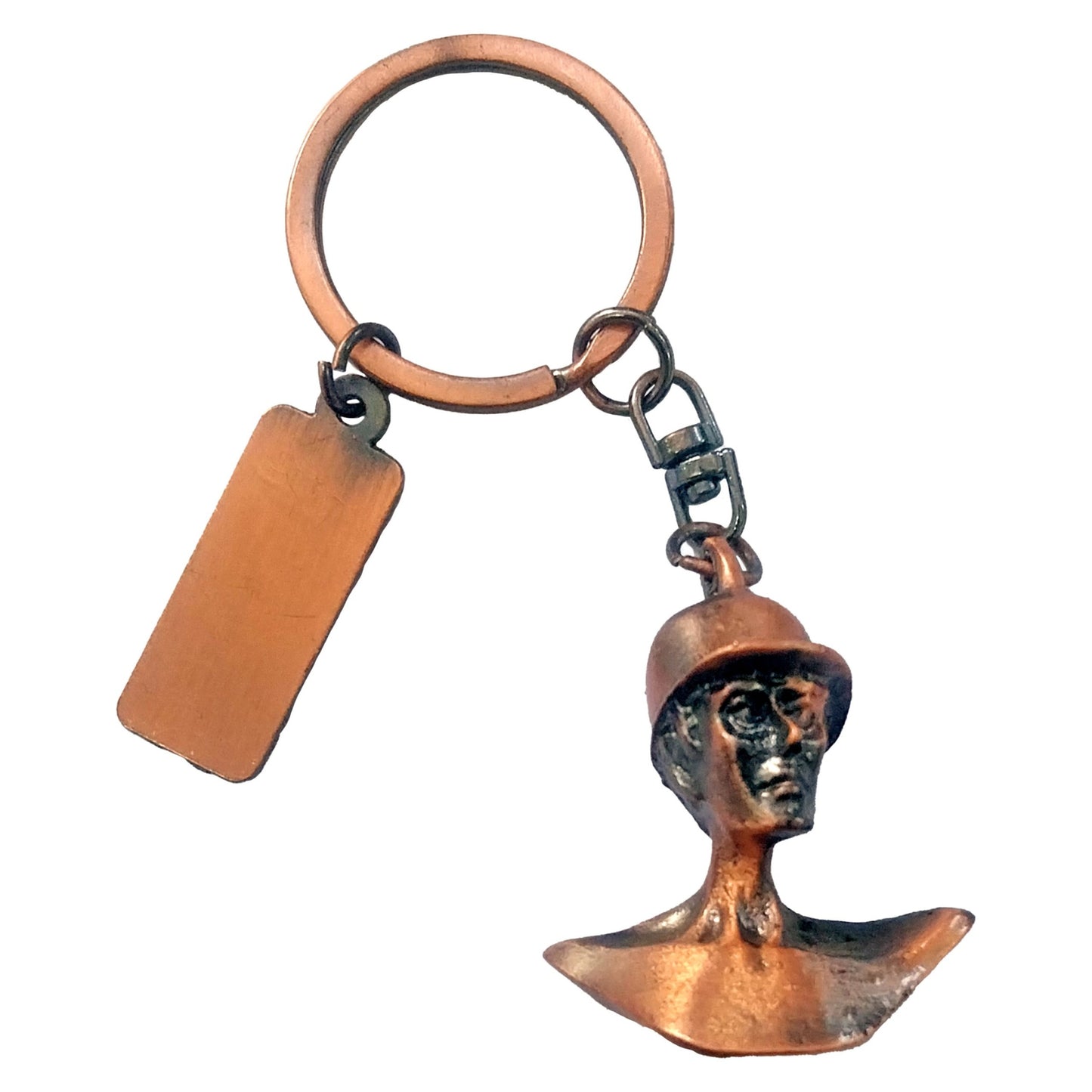 Llavero Busto Minero Encobrizado Grabado Personalizado