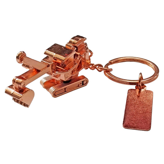 Llavero Pala Hidráulica Minería Encobrizada Grabado Personalizado