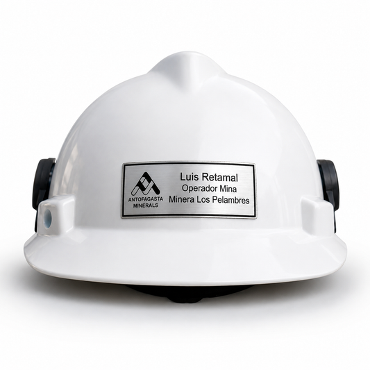 Placa Personalizada para Casco de Seguridad Autoadhesiva | Plateada