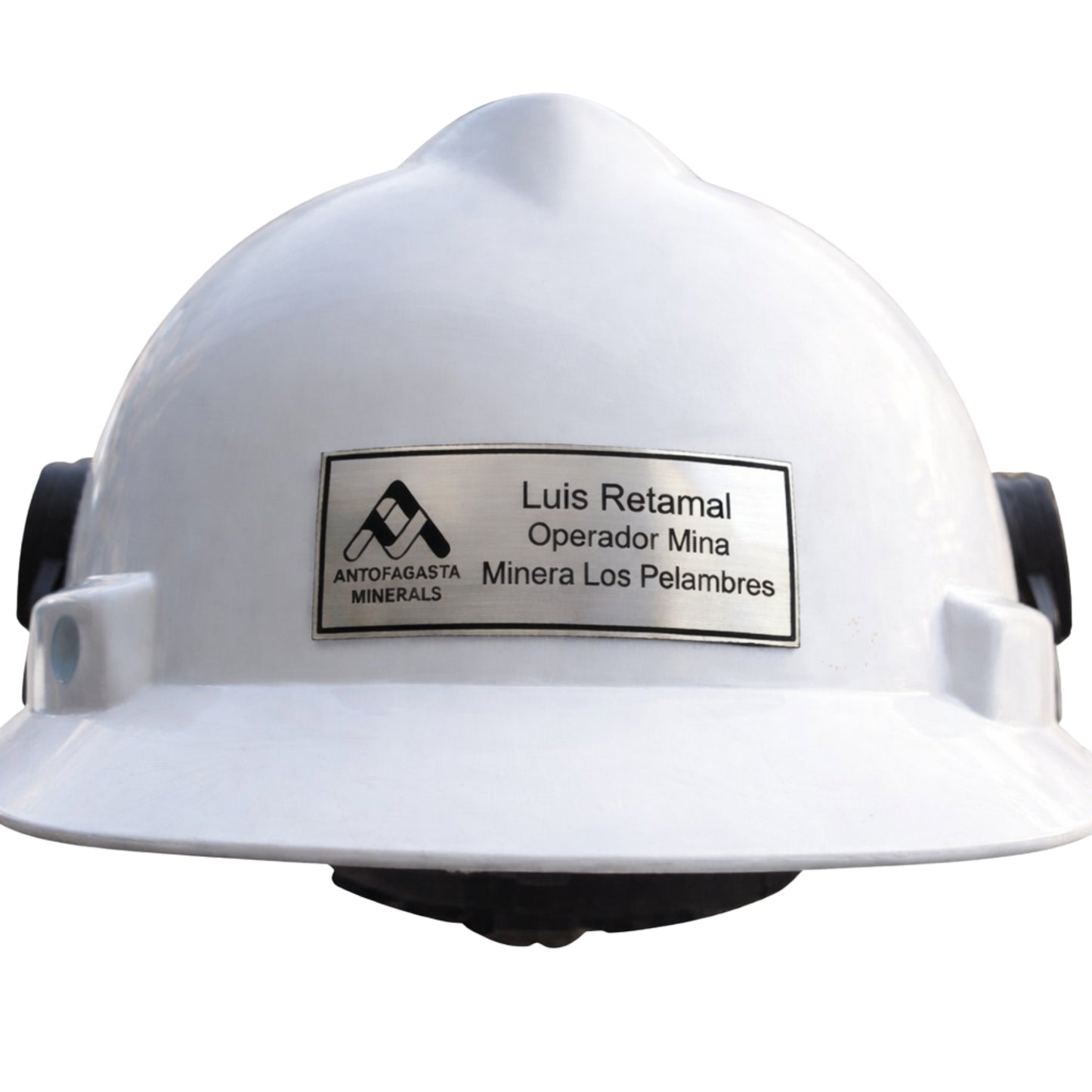 Placa para Casco de Seguridad Personalizada 7 x 3 cm - Plateada