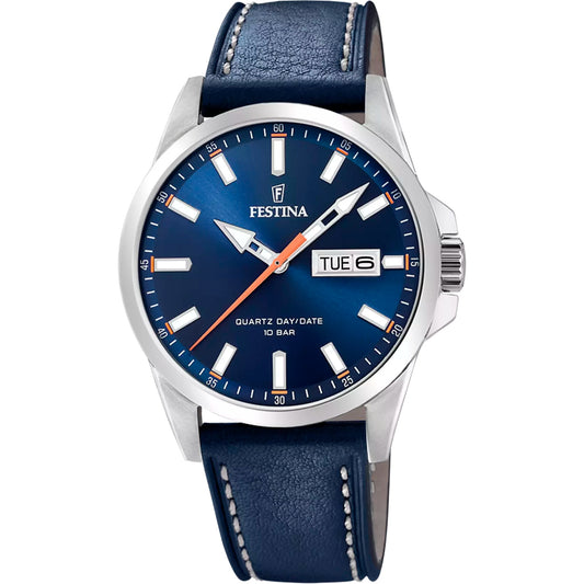 Reloj Festina Hombre F20358/3 Acero Clásico Cuero Azul