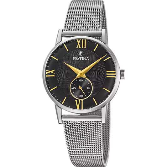 Reloj Festina Mujer F20572/4 Retro Negro Plateado
