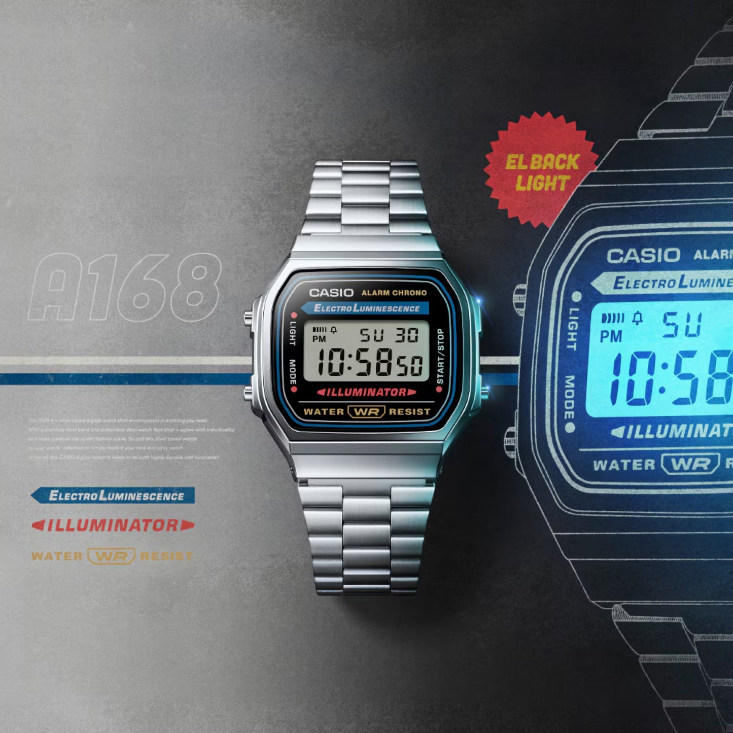 Reloj Casio Unisex A168WA-1 Digital