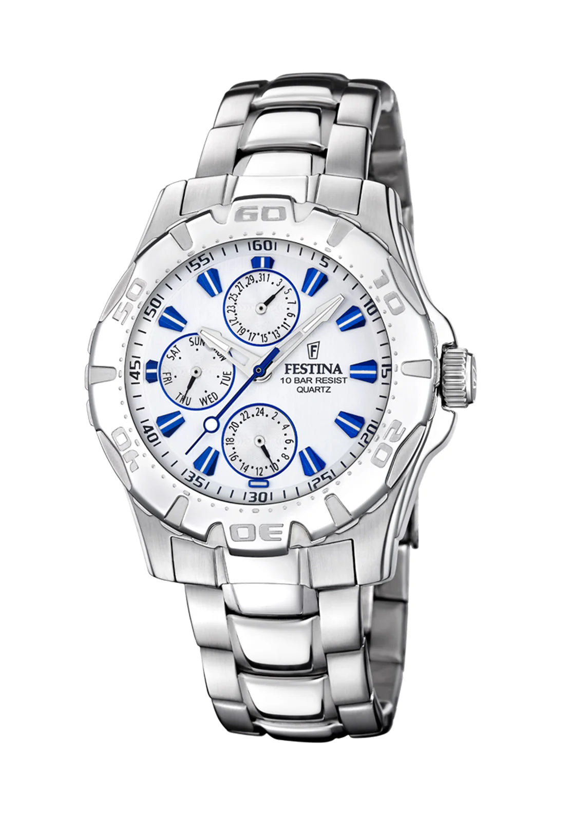 Festina F16242/K Hombre Multifunción Plateado